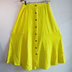 Vintage Peter Popovitch Medium 100% Cotton Bright Yellow Skirt